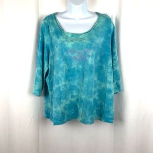 Sigrid Olsen Cotton knit 🦋 tie dye shirt XL
